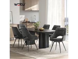 Lot de 6 chaise pivotante salle à manger, fauteuil en chenille, pieds métalliques, dossier creusé, gris foncé