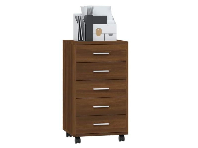  Armoire à tiroirs, rangement bureau avec roulettes chêne marron bois d'ingénierie  - Conforama C