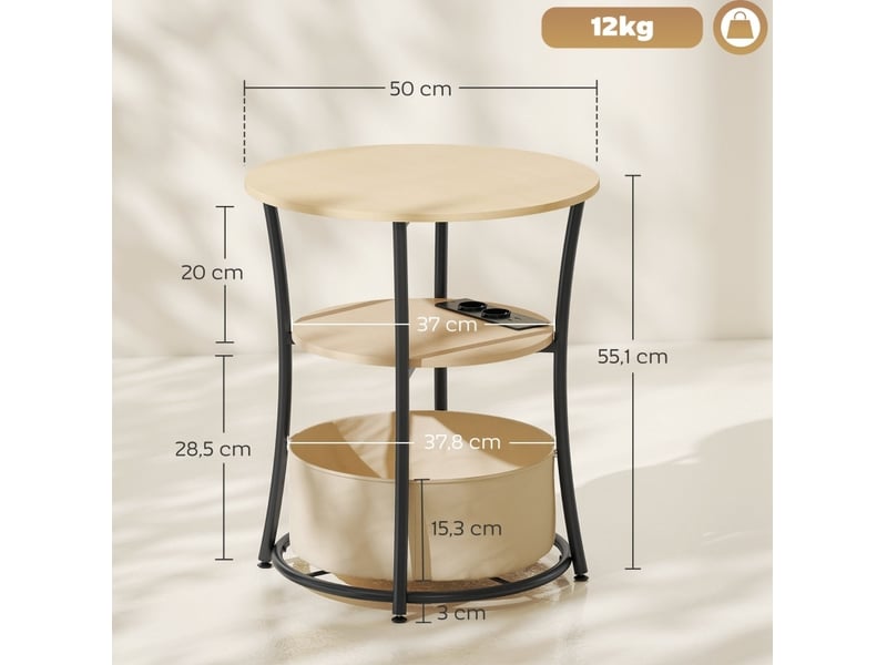  Bout de canapé rond avec prises et rangement ø 50 cm evryae  - Conforama E