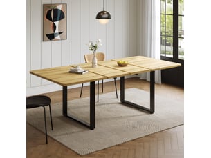 Table à manger extensible 140-220x80 cm mdf coloris naturel, pieds en métal