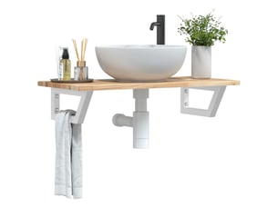 Étagère de vasque | étagère murale acier et bois massif d'acacia shl9571