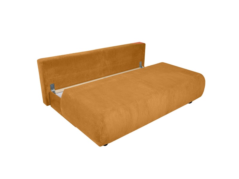  Canapé droit veluto convertible avec coffre en velours côtelé - jaune moutarde VELUTO - Conforama D