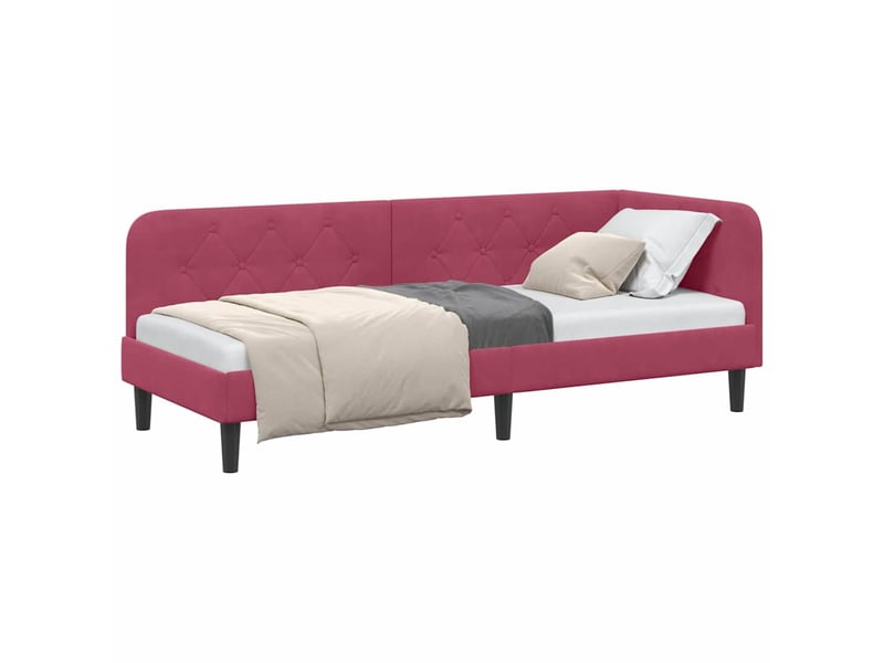  Lit simple- lit adulte -  cadre de lit d'angle bordeaux 80 x 200 cm velours  - Conforama B