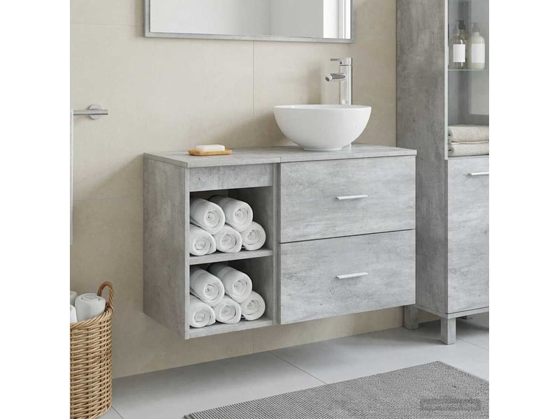 Ensemble de mobilier de salle de bain 2 pc gris béton cf64140 - Conforama B