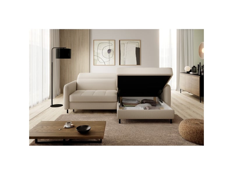 Canapé d'angle collection goumsi coloris beige - Conforama D