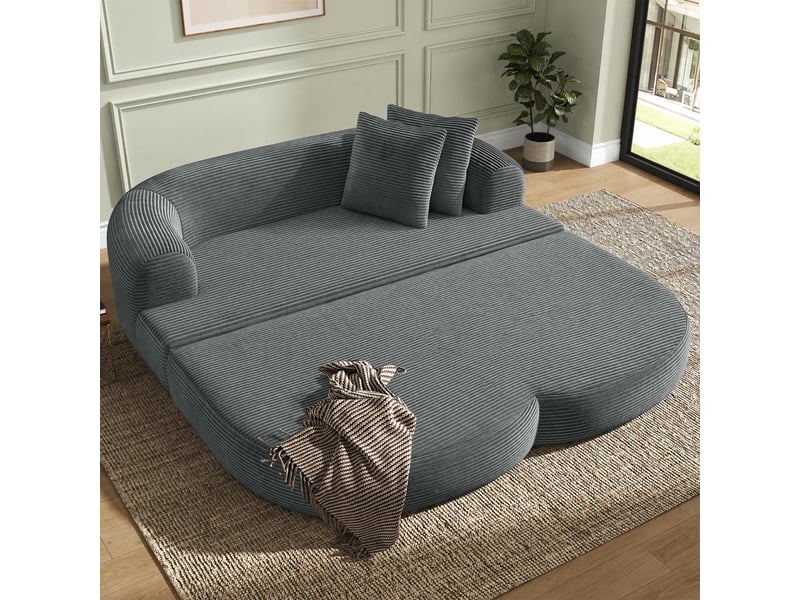 Canapé-lit convertible canapé au sol 2 places canapé modulable canapé compressé en velours côtelé avec accoudoir amovible, gris - Conforama R