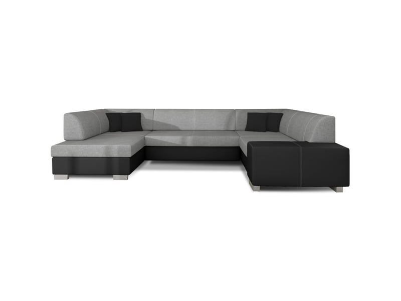  Canapé panoramique en u gris &amp; noir convertible 6 places havane avec couchage spacieux  - Conforama A