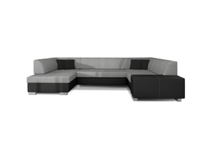 Canapé panoramique en u gris & noir convertible 6 places havane avec couchage spacieux