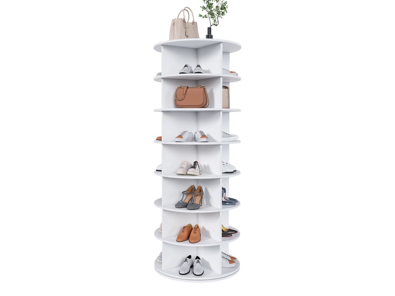  Meuble à chaussures rotatif 60x60x161 cm 360° blanc  - Conforama B