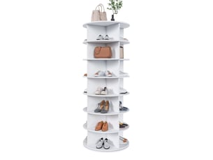 Meuble à chaussures rotatif 60x60x161 cm 360° blanc