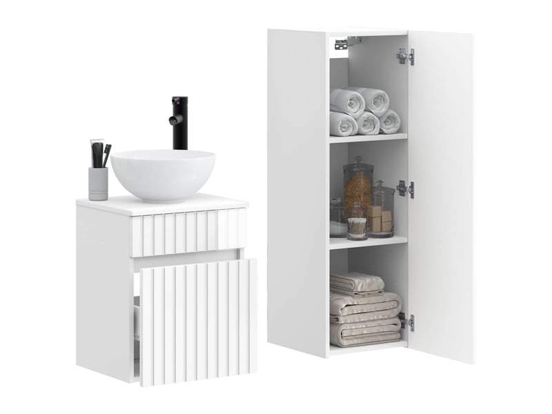 Ensemble de mobilier de salle de bain 2 pcs blanc brillant shl6479 - Conforama C