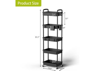 Chariot desserte cuisine noir metal 5 niveaux avec tiroir verrouillable et roues 360