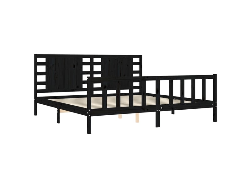Lit double- lit adulte - cadre de lit sans matelas noir 200x200 cm bois massif de pin - Conforama D