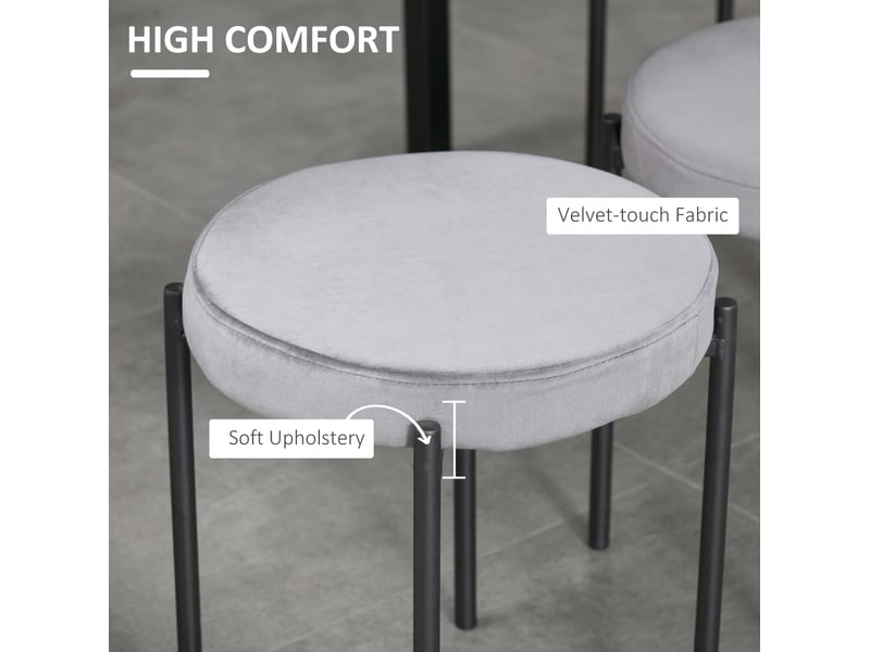  Tabourets de cuisine lot de 4 empilables avec assise rembourrée, pieds en acier gris foncé, 41,5 × 41,5 × 46 cm  - Conforama D