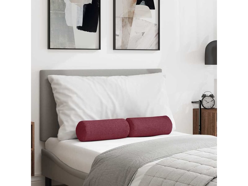  Lot de 2 coussins d'accent, coussins décoratifs, coussins lombaires tissu bordeaux ø 15 x 40 cm cf56687  - Conforama B