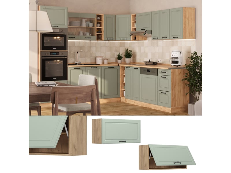  Vicco elément haut de cuisine, mint campagnechêne doré, 80cm plat  - Conforama D