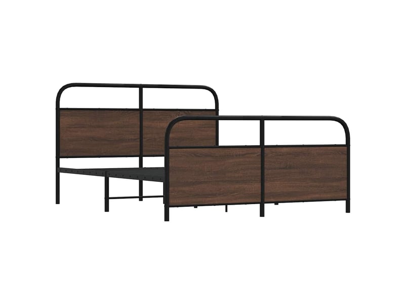  Lit double- lit adulte -  cadre de lit en métal sans matelas chêne marron 150x200 cm  - Conforama B