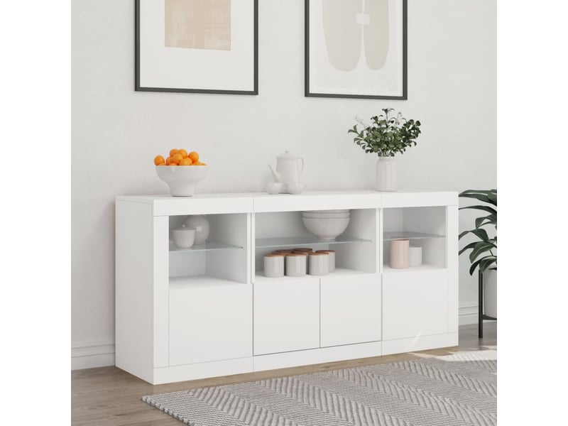 Buffet - bahut - meuble de rangement avec lumières led blanc 142,5x37x67 cm - Conforama C