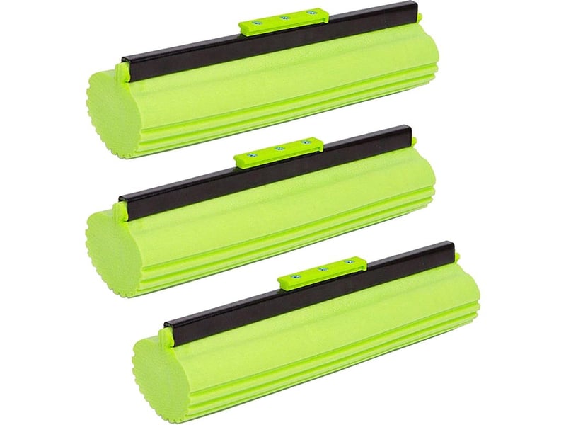  Tête de vadrouille à rouleau en éponge,remplacement des tampons de nettoyage absorbants,27 cm vert,lot de 3  - Conforama A