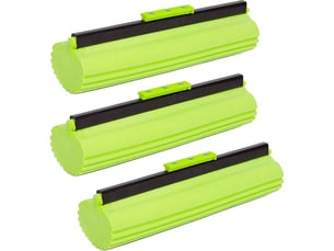 Tête de vadrouille à rouleau en éponge,remplacement des tampons de nettoyage absorbants,27 cm vert,lot de 3