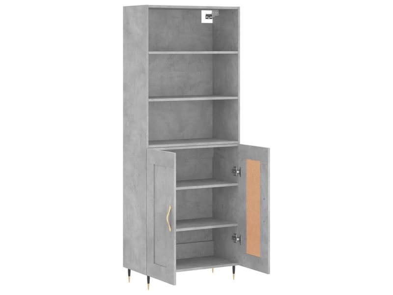  Buffet haut - bahut - meuble de rangement gris béton 69,5x34x180 cm bois d'ingénierie  - Conforama C