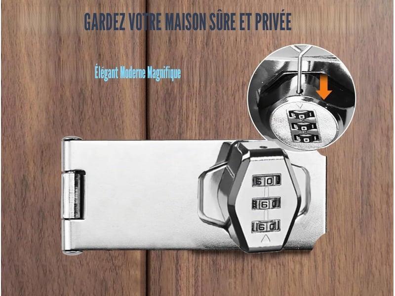  Loquet porte avec serrure a code, verrou porte placard serrure armoire serrure à combinaison 3 pouces  - Conforama D