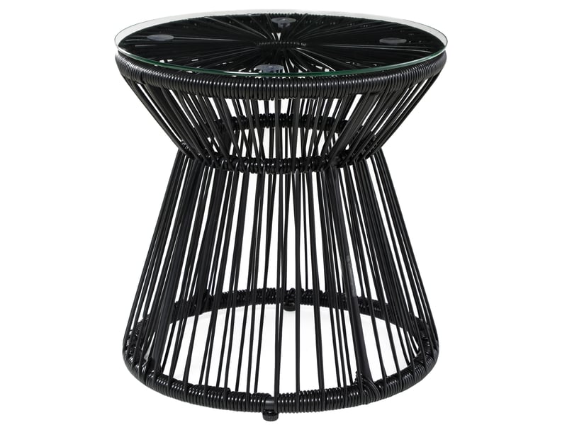  Table ronde bistro de jardin résine tressée imitation rotin noir 40x40x42cm  - Conforama A