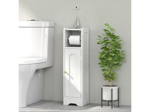 Meuble salle de bain meuble toilettes wc rangement étroit avec étagère réglable gain de place pour petits espaces blanc