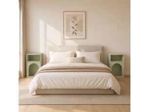 Lot de 2 tables de chevet, table de nuit avec compartiments ouverts, design arqué, 40 x 30 x 60 cm, vert clair