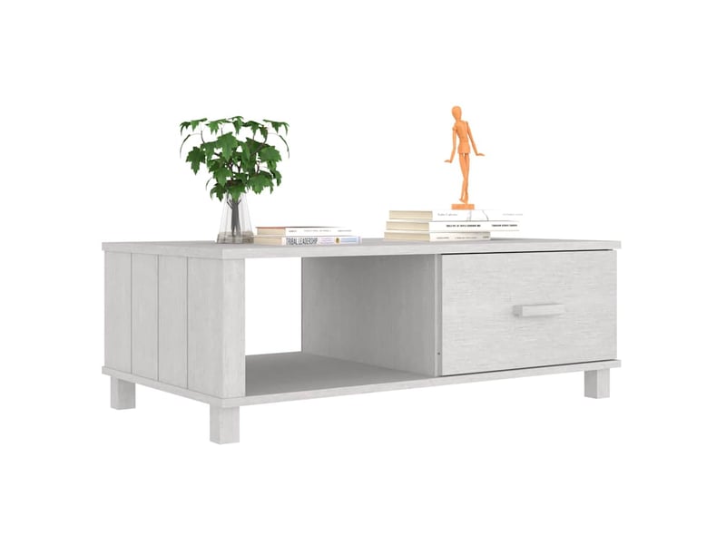  Table basse - table de salon - table à thé hamar blanc 100x55x35 cm bois massif de pin  - Conforama D