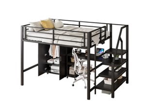 Lit mezzanine 140x200 cm <strong>MODENUIT </strong> <strong></strong> coloris noir