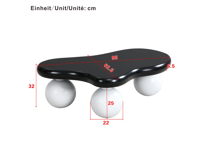 Table basse led en forme de nuage avec bords arrondis, pour salon et chambre d’enfant, 95 × 62,5 × 32 cm  - Conforama D