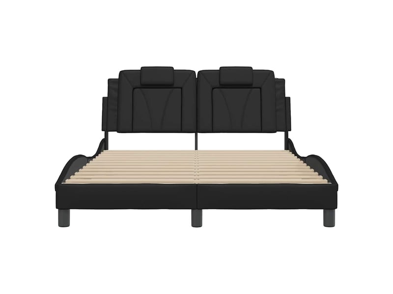  Lit double- lit adulte -  cadre de lit viana sans matelas noir 140x190 cm similicuir  - Conforama C
