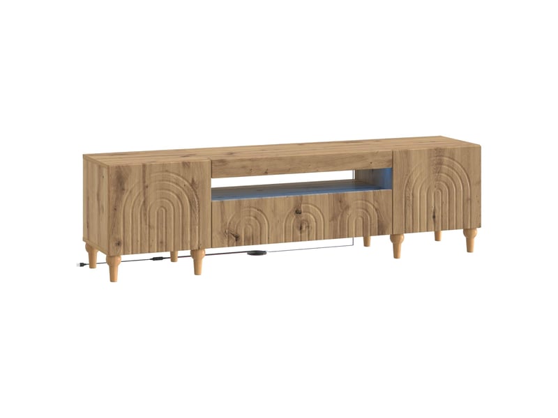 Meuble tv - banc tv - meuble de rangement led alkmaar chêne artisanal bois d'ingénierie - Conforama A