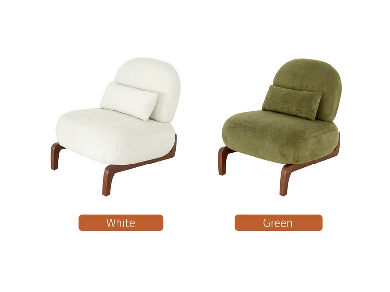  Fauteuil de lecture sans accoudoirs en tissu, pieds en bois massif  - Conforama D