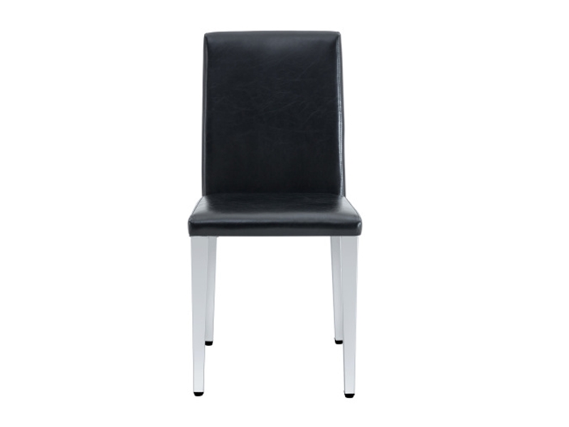  Chaises minimalistes 4 pièces – luxe européen noir et argent, cuir pu noir, pieds métal argenté, style moderne  - Conforama A