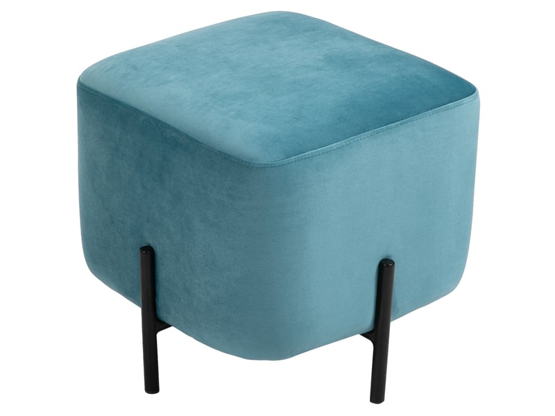  Repose-pieds rembourré en polyester et acier 44,5 x 44,5 x 41,5 cm en turquoise, confortable et élégant pour votre maison 838-118 - Conforama B