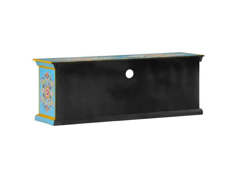  Meuble tv - banc tv - meuble de rangement bleu 110x30x40 cm bois massif de manguier  - Conforama E