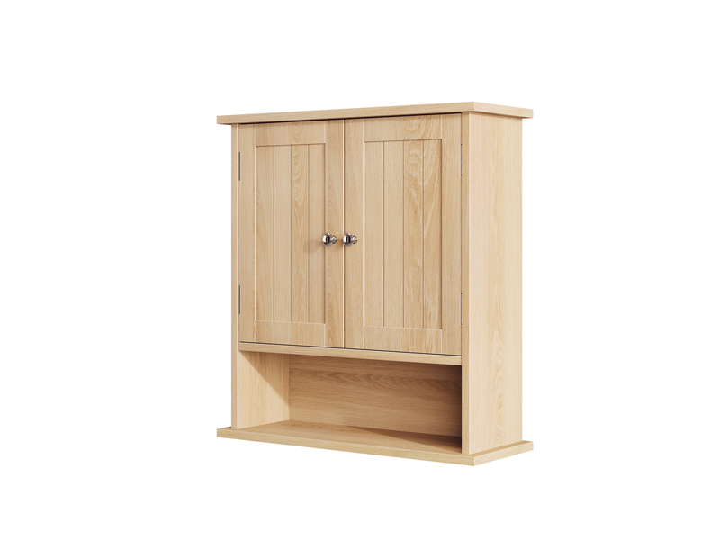  Armoire murale de salle de bain 50 x 20 x 60 cm – marron multicolore – 2 portes et niche ouverte  - Conforama D