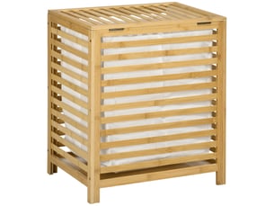 Panier à linge en bambou de 55 l avec couvercle et sac amovible, 50 x 36 x 60 cm, bois naturel