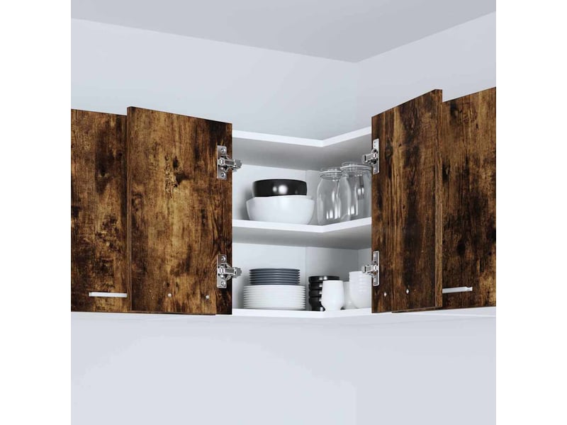 Meuble de rangement cuisine, armoire suspendue chêne fumé et blanc 57x57x40cm - Conforama D