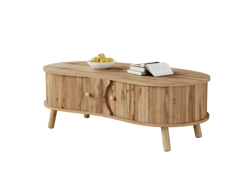  Table basse 108x50x37 cm effet bois naturel avec rangements  - Conforama A