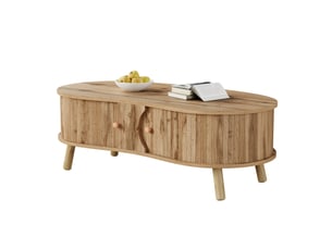 Table basse 108x50x37 cm effet bois naturel avec rangements