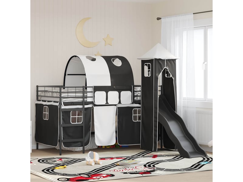  Cadre de lit superposé pour enfants - lit jeune uni noir 100 x 200 cm métal  - Conforama B