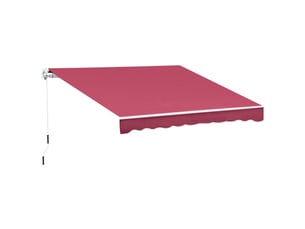 Store banne à manivelle, aluminium et polyester, 295 x 245 cm, rouge foncé