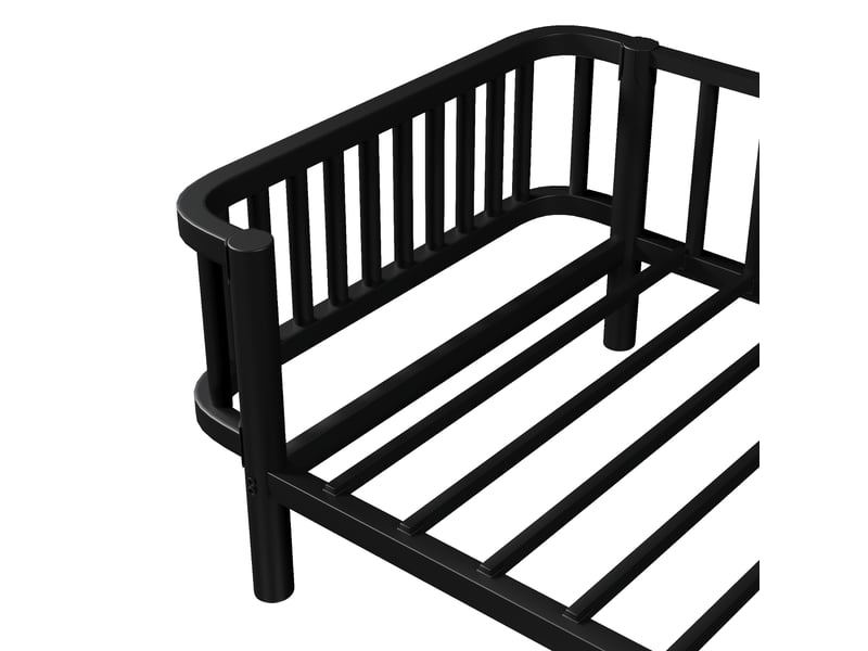  Lit de jour en métal 90 x 200 cm avec structure en acier, utilisable comme lit et canapé, noir chicfurn  - Conforama E