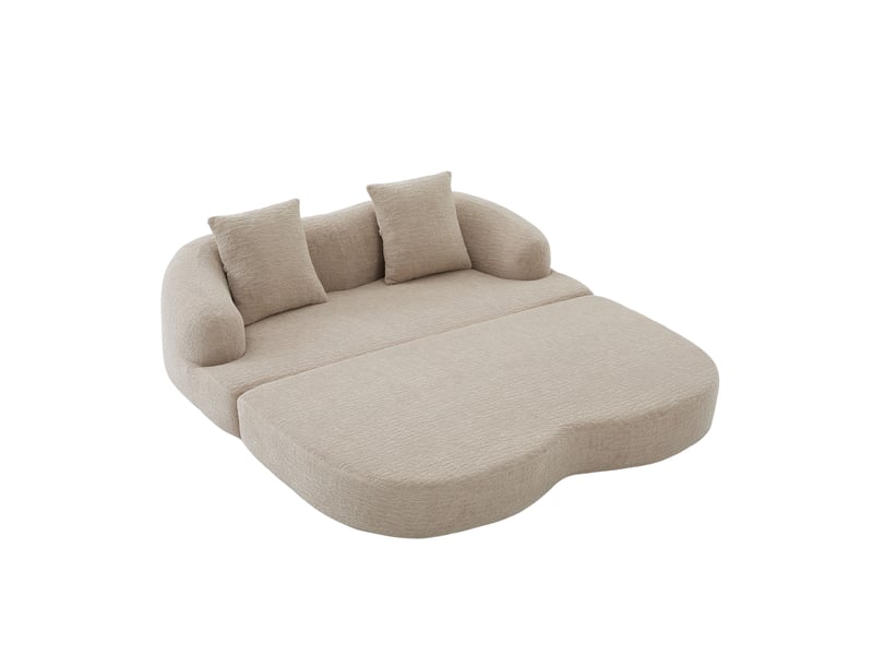  Canapé convertible 2 places 157x84x65 cm, canapé-lit avec dossier double, tissu chenille, sans montage, khaki OMNIGLINT TRADING LTD - Conforama A