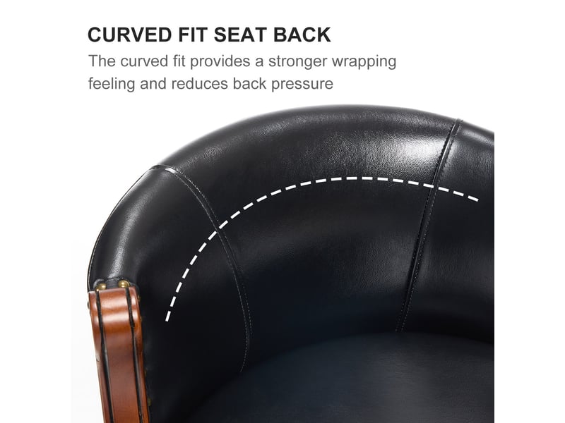  Chaise de bar pivotante,54,8x54,8x96 cm,avec dossier,cuir véritable,noir  - Conforama E