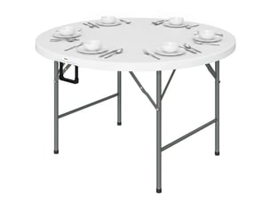 Table de jardin ronde pliante 6 personnes en métal et hdpe ø 122 cm