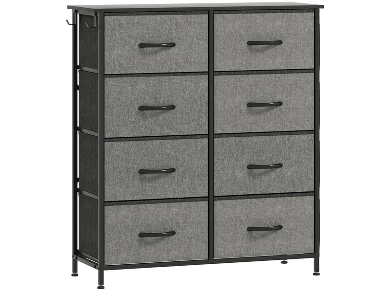  Commode 8 tiroirs en tissu, meuble de rangement avec 4 poches, 2 crochets, structure en acier, 86 x 30 x 94,5 cm, gris  - Conforama B